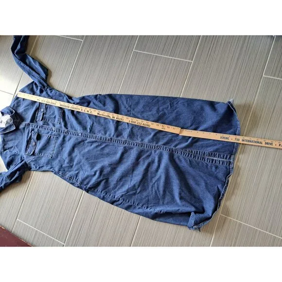 Kut From The Kloth Denim Shirt Dress Medium Button-Down Cotton Blend Roll Sleeve - Picture 9 of 10